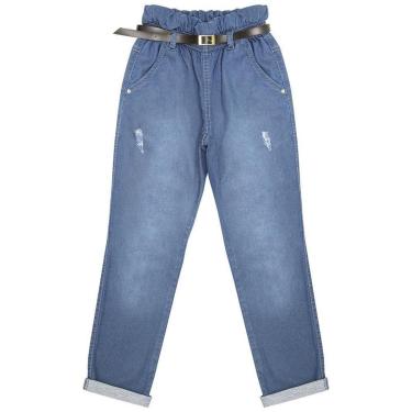 Imagem de Calça Juvenil Look Jeans Clochard Jeans Moletom - UNICA - 18-Feminino