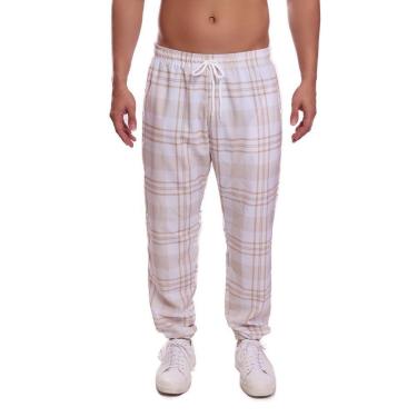 Imagem de Calça Masculina Tactel Casual Esportiva Xadrez 3 Bolsos-Masculino