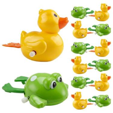 Imagem de Kit 12 Brinquedos Nadadores Para Piscina E Banho Bebê Pato Sapo A Cord