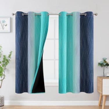 Imagem de Cortinas Blackout Ombre Estelar Textiler Azul Teal/Azul Marino 107x160