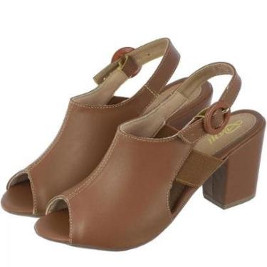 Imagem de Sandália Feminina Salto Grosso Média Fechada Elástico-Feminino