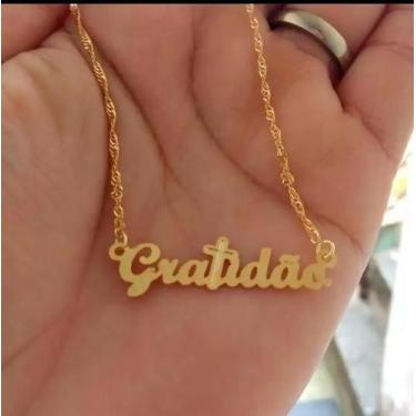 Imagem de Colar feminino Gargantilha Gratidão  FOLHEADOS  - REALIZA SONHOS