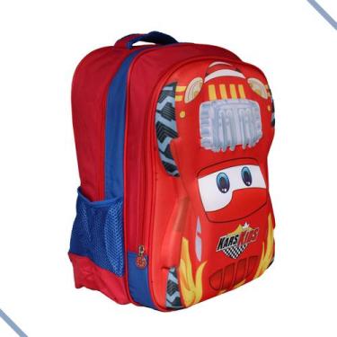 Imagem de Mochila Escolar Juvenil Infantil Modelo Carros Kars Kids, Vermelho