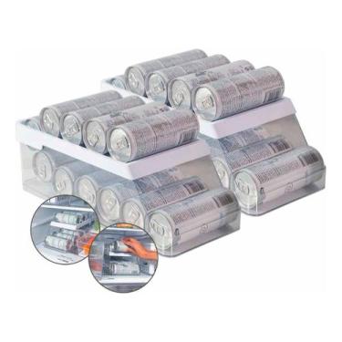 Imagem de Kit 2 Organizador Porta Lata Geladeira Para 9 Un Com Rolagem - Ou