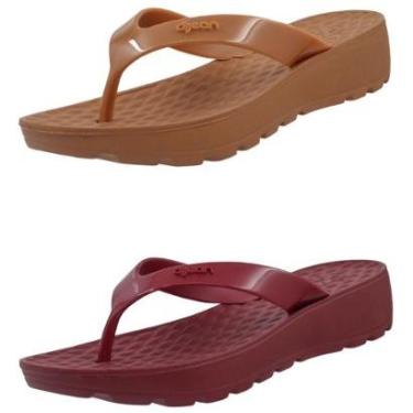 Imagem de Kit 2 Pares Chinelo Feminino Ortopédico Salto Anabela Dijean-Feminino