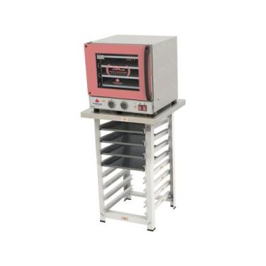 Imagem de KIT - Forno Turbo Elétrico Fast Oven PRP-004 127V Rosa + Bancada MES-0