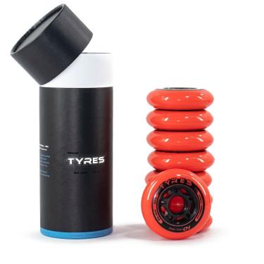 Imagem de Jogo de Rodas para Patins Tyres Technology com Maior Performance e Conforto Laranja HD Inline 80MM 85A