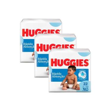 Imagem de Kit 3 Fralda Huggies Rápida Absorção Tamanho XG Pacote Jumbo 22 Unidad