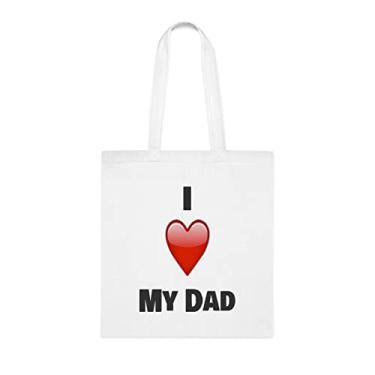 Imagem de Sacola I Love My Dad, para papai, bolsa de ombro papai, bolsas reutilizáveis para papai, presente para papai da filha favorita, filho e filhos, Branco