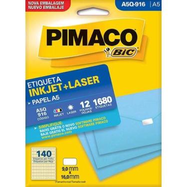 Imagem de Etiqueta Inkjet + Laser A5 1680 Etiquetas - Pimaco