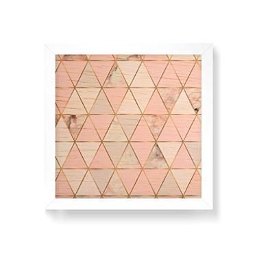 Imagem de Arte Maníacos Quadro decorativo com moldura caixa branca em Madeira - Triangulos Mármore - 30x30cm