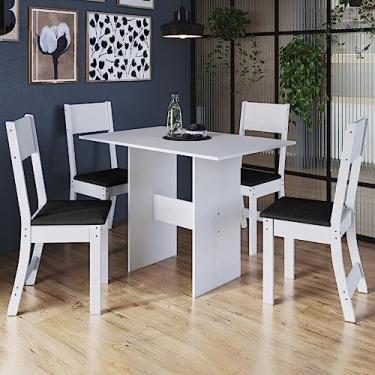 Imagem de Conjunto Sala de Jantar 1 Mesa 4 Cadeiras Viena Indekes Branco/preto