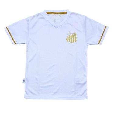 Imagem de Camiseta Santos Infantil Ouro Estampa Dourada Oficial - Revedor