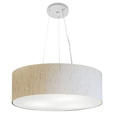 Imagem de Lustre Pendente Cilíndrico Cúpula Tecido 50x15 cm, Vivare Iluminação, Pendente4134 LLA-35, Linho Bege, Médio