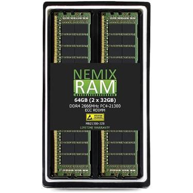 Imagem de NEMIX RAM Memória de servidor registrada 64GB (2X32GB) DDR4 2666MHZ PC4-21300 ECC RDIMM 2Rx8 1,2V