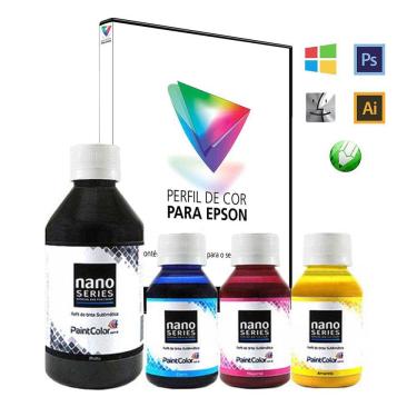 Imagem de Tinta Sublimatica Nano Series 550mL - Kit com 1 Preto de 250 mL   3 Cores de 100mL