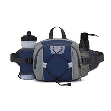 Imagem de Peicees Pochete com suporte para garrafa de água para homens, bolsa de cintura para mulheres, crianças, bolsa grande, elegante para corrida, ciclismo, esportes, lombar e quadril (garrafa não