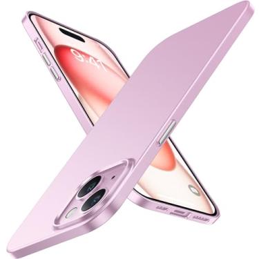 Imagem de TORRAS Capa fina projetada para iPhone 15, [ultrafina como nenhuma capa][toque aveludado] Capa protetora resistente com plástico rígido antiarranhões capa de telefone super fina para iPhone 15 (6,1 polegadas), rosa