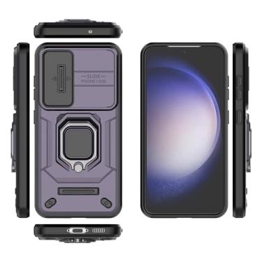 Imagem de Kukoufey Capa de suporte compatível com Samsung Galaxy S23, com capa de lente de câmera deslizante compatível com Samsung SM-S911B/DS Galaxy S23 5G / SM-S911E/DS SM-S911U1 SM-S911W SM-S911N capa roxa