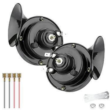 Imagem de Buzina de carro, buzina de caminhão 12V 300DB buzina de motocicleta alta à prova d'água buzina de trem automotivo à prova d'água alto tom baixo ajuste universal super alto buzina de caracol elétrico de substituição - 2 peças incluídas
