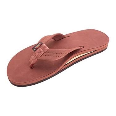 Imagem de Sandálias Rainbow masculinas de couro de primeira linha com alça larga, Cognac, 7.5-8.5