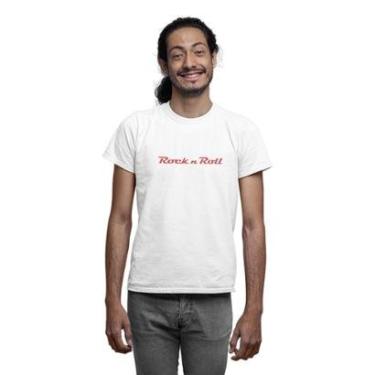 Imagem de Camiseta Manga Curta Casual Masculino com Estampa Rock In Roll e Gola Redonda-Masculino