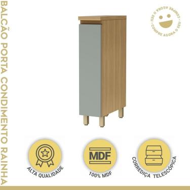 Imagem de Balcão 1 Porta Nesher Rainha 20cm 100% Mdf Marrom/Verde
