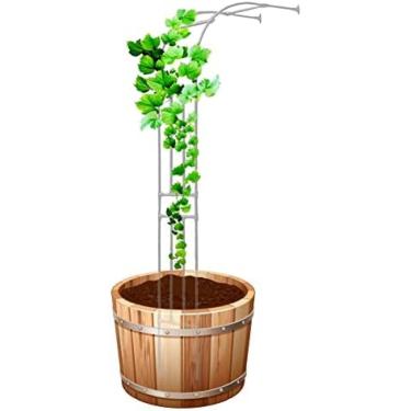 Imagem de Arcos de jardim meio arco para videiras rosas, planta trepadeira, estrutura de metal, treliça de jardim, decoração de suporte de planta de crescimento, branco, 180x240cm/5,9x7,9 pés