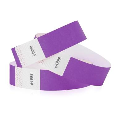 Imagem de 200 pulseiras Wristco Pantone roxo Tyvek para eventos - Pulseiras de papel confortáveis resistentes a rasgos, pulseiras de identificação para shows, festivais, identificação de festa de admissão