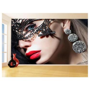 Imagem de Papel De Parede Arte Mulher Máscara Maquiagem 3,5M Tra154 - Você Decor