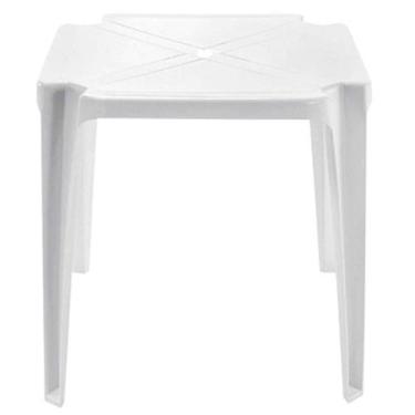 Imagem de Mesa de Plástico Monobloco Branca com Arremate 70x70cm - LAR PLASTICOS