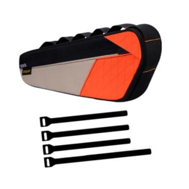 Imagem de YIJU Bolsa para quadro de bicicleta, mochila para ciclismo, bolsa de armazenamento à prova d'água sob o tubo, bolsa para bicicleta para ciclismo de estrada, Laranja