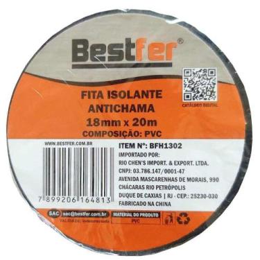 Imagem de Fita Isolante Anti-Chamas Preta 20M - BestFer