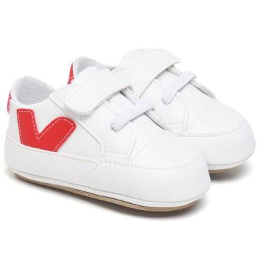 Imagem de Tênis Bebê V Unissex Fácil de Calçar Bicho de Pé, 14, Vermelho