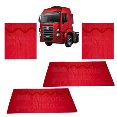 Imagem de Cortina Cetim Caminhão c/ 4 Pçs Volks Constellation Cab Dupl - JCS Ace