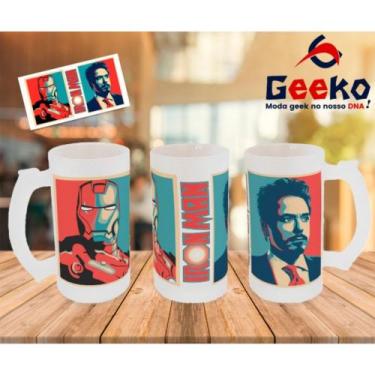 Imagem de Caneca de Chopp Homem de Ferro Iron Man Geeko, Jateada, 500ml