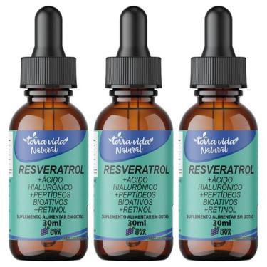Imagem de 3 Resveratrol +Ácido Hialurônico +Colágeno +Vitamina A(Retinol) de 30M