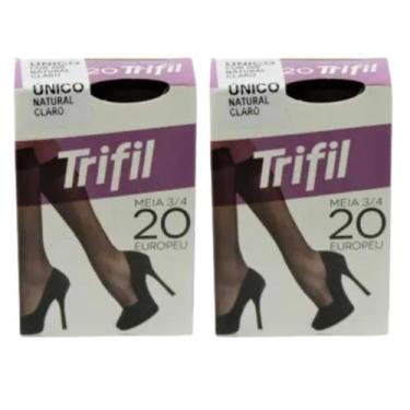 Imagem de Kit 2 Meia Fina 3/4 Europeu Fio 20 Natural Claro - Trifil