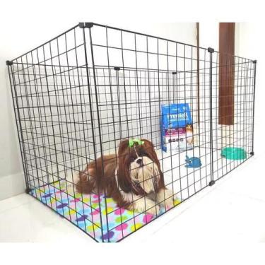 Imagem de Cercadinho 60x120 Pet Cachorro Porte Pequeno 6 Telas Aramada - Cercado