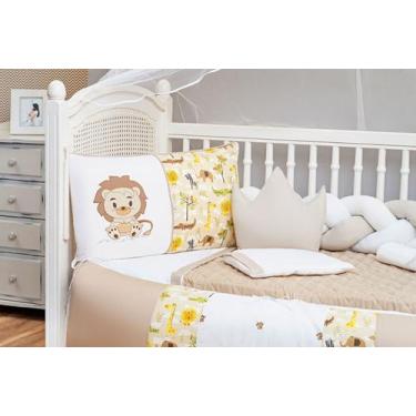 Imagem de Kit Berço Leão Completo 12 Peças Bege e Branco Unisex Saia - BruceBaby