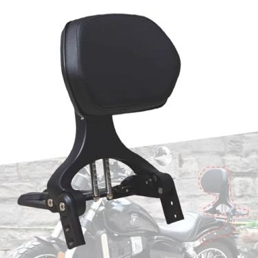 Imagem de DFFMQSJ Bagageiro traseiro de motocicleta dobrável com Sissy Bar encosto assento traseiro do passageiro, suporte de prateleira de liga CNC multifuncional compatível com VOGE Honda Cfmoto HaoJue(Flash