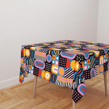 Imagem de Toalha De Mesa Quadrada 4 Lugares Tecido Oxford Mosaico Formas Diversa