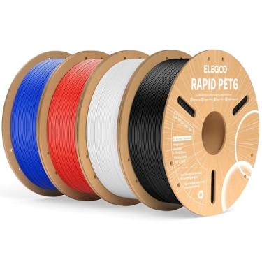 Imagem de ELEGOO Pacote Rápido de Filamento Petg de 1,75 Mm 4Kg, Precisão de Filamento de Impressora 3D de Alta Velocidade 30-600Mm/S +/- 0,02 Mm, Carretel de Papelão de 1Kg(2,2 Libras) Adequado para A Maioria