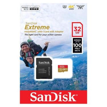 Imagem de Cartao de Memoria Sandisk Micro SD Extreme C10 32GB / 100MB (SDSQXAF-0