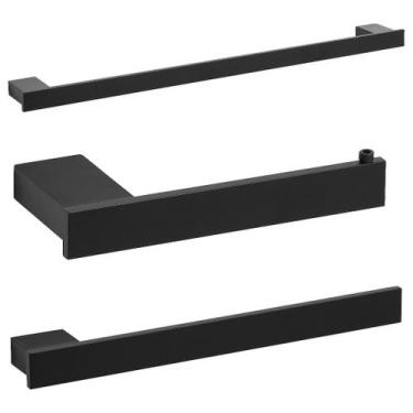 Imagem de Kit De Acessórios Para Banheiro Preto Fosco Master 3 Peças - Cromoshop