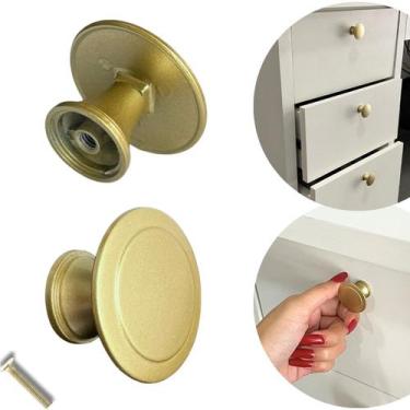 Imagem de 10 Puxador Dourado Redondo em Metal p/ Armário/Gaveta/Portas - Compras