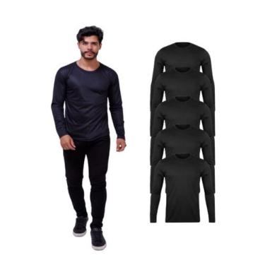 Imagem de Kit Com 5 Camisetas Top Manga Longa Malha Fria Preta - Sunset Concept,