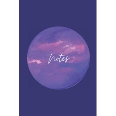 Imagem de Notes: 6x9 Notebook for Writing Daily Habits, Diary, Journal (Dark Purple Blue, Watercolour Moon Theme)