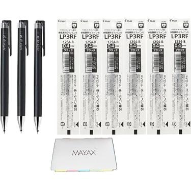 Imagem de MAYAX Caneta de tinta de gel retrátil Pilot juice up 04 ponta ultrafina 0,4 mm, 3 canetas e 6 recargas, notas adesivas originais (preto)