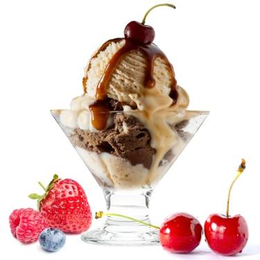 Imagem de Vikko Tigelas de sorvete com pés: copos de sobremesa de 200 ml – para gelo, pudim, frutas e mais – Conjunto de 6 pratos de vidro espesso – Pode ser lavado na lava-louças